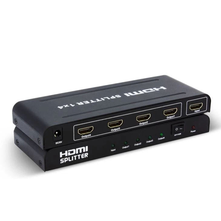 HDMI 분배기 1 in 4 Out UHD 4k * 2k 어댑터 V1.4는 3D 지원 인증